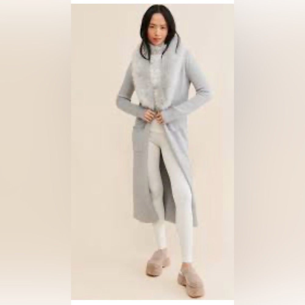 Show Me Your Mumu Lombardi Duster cardigan diver ribbed knit and faux fur collar